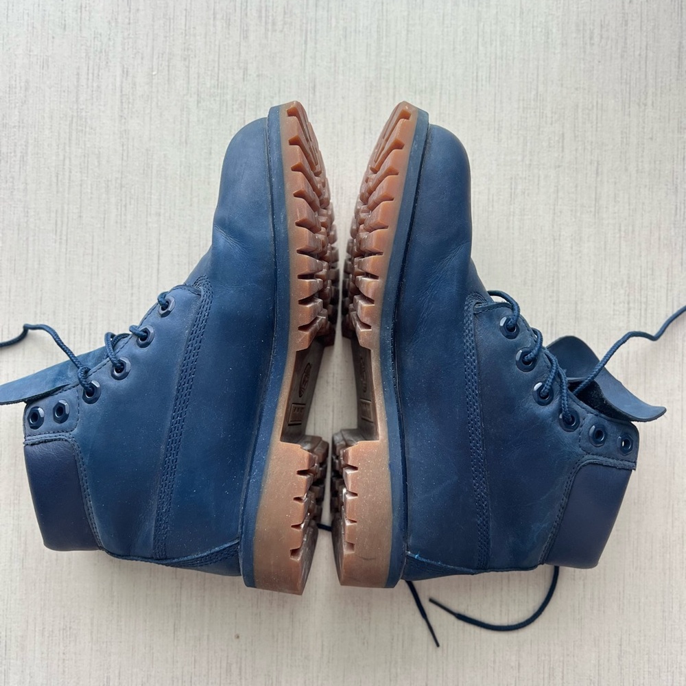 Timberland Womens Premium Round Toe Combat & Lace-Up Boots navy blue